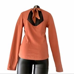 Free People Bow in Back V- Neck Long- Sleeve Top